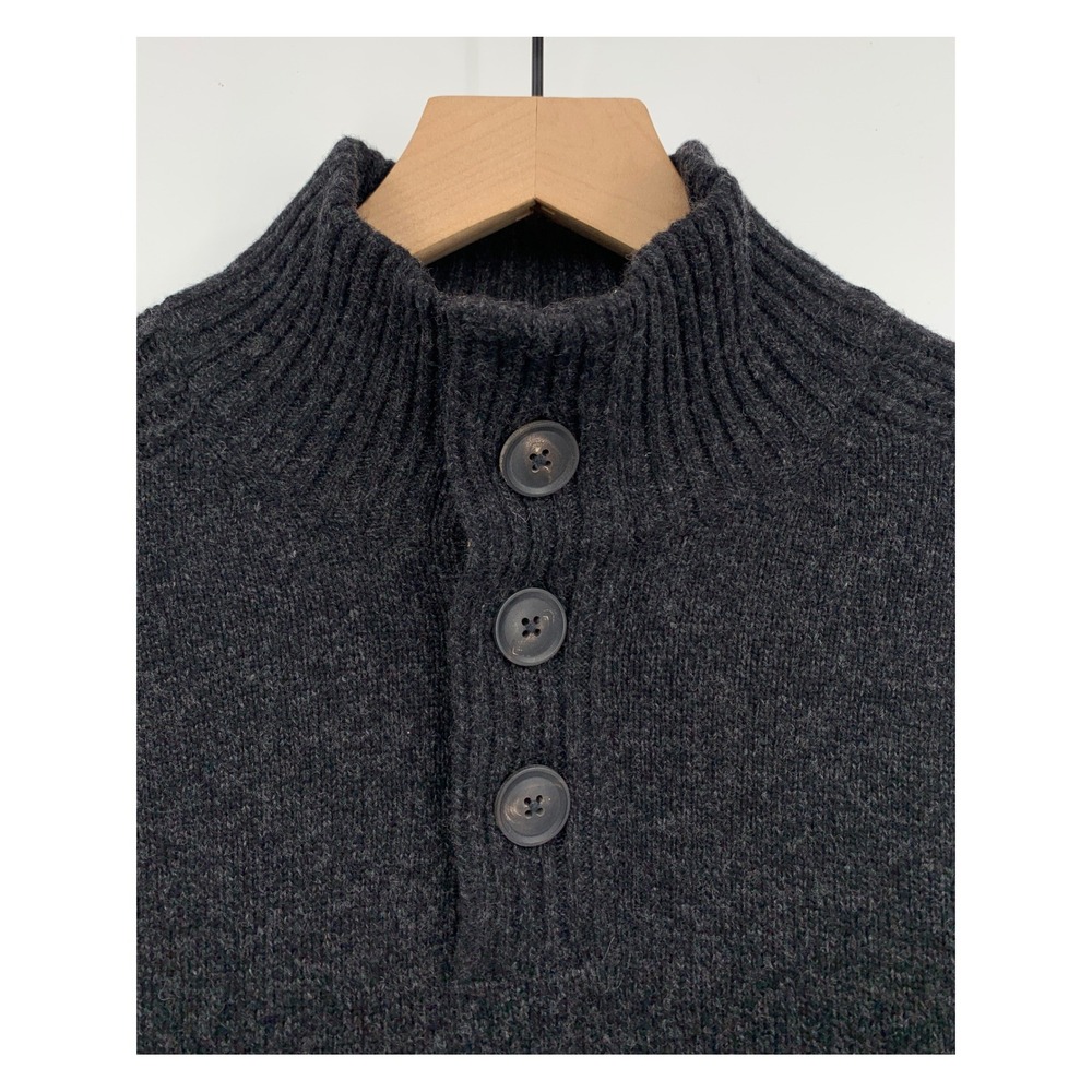 Rodd & Gunn Sweater Mens Medium Charcoal Grey Wool Button Mock Neck Knit